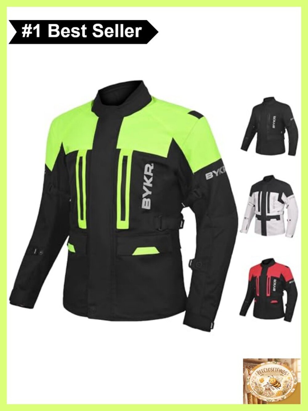 BYKR Adventure Motorcycle Jacket CE Armored Water Resistant Riding Gear
